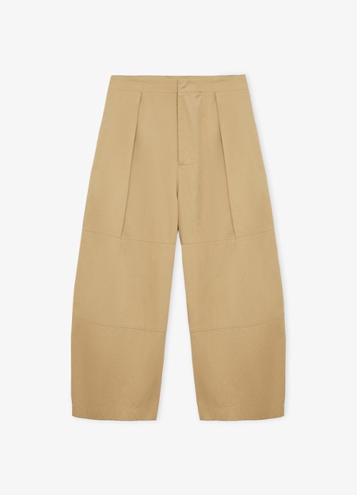 LOEWE High waist balloon fit cropped pantalon met steekzakken - voorkant 4 beige