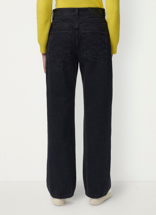 LOEWE High waist straight leg jeans met gekleurde wassing - achterkant 5 zwart