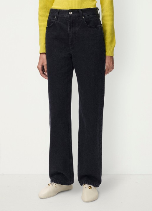 LOEWE High waist straight leg jeans met gekleurde wassing - detail 3 zwart