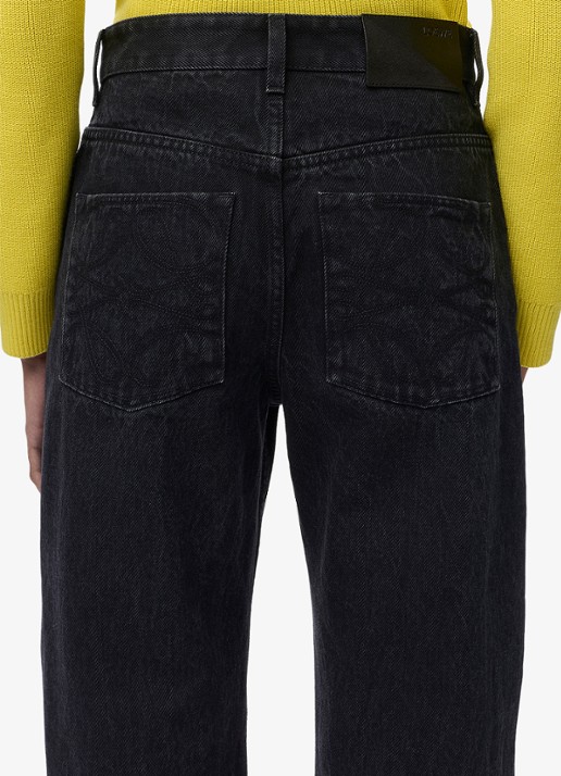 LOEWE High waist straight leg jeans met gekleurde wassing - detail 4 zwart