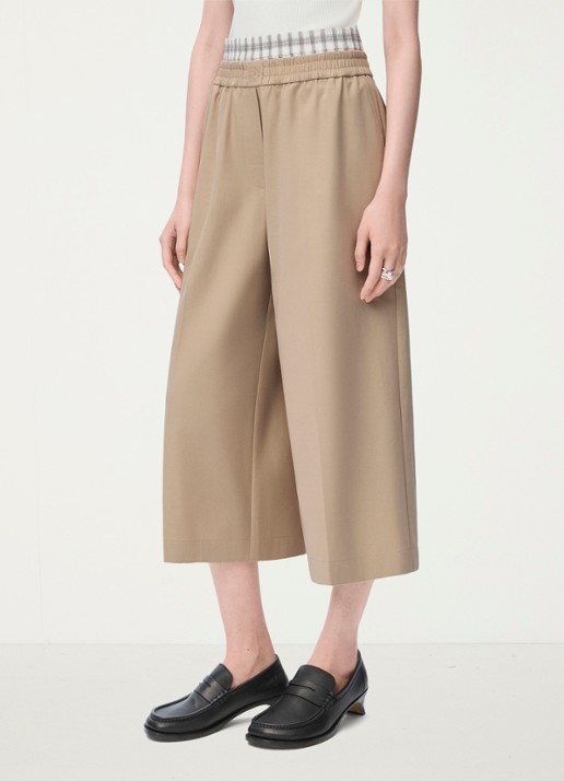 LOEWE High waist wide fit culotte met contrast - detail beige