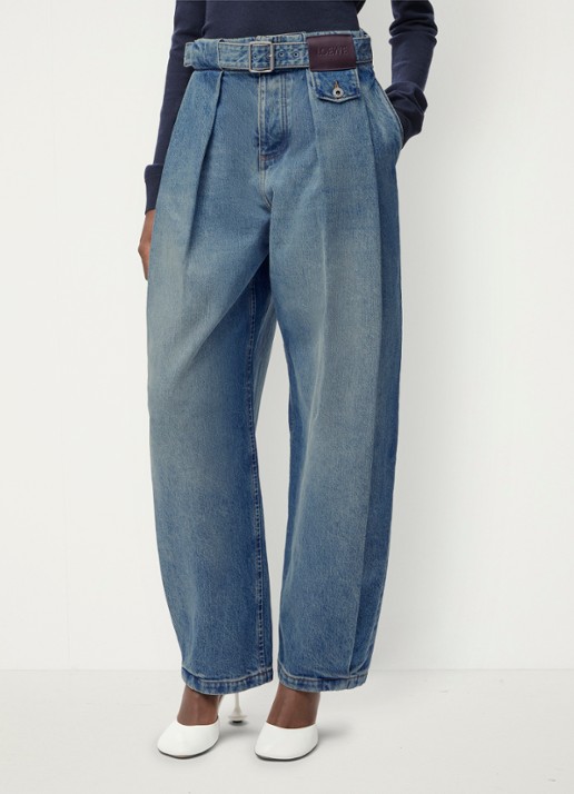 LOEWE Mid waist loose fit jeans met ceintuur