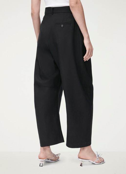 LOEWE Mid waist loose fit pantalon van wol - achterkant 5 zwart