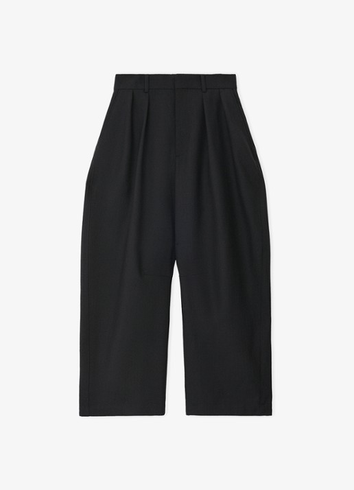 LOEWE Mid waist loose fit pantalon van wol - voorkant zwart