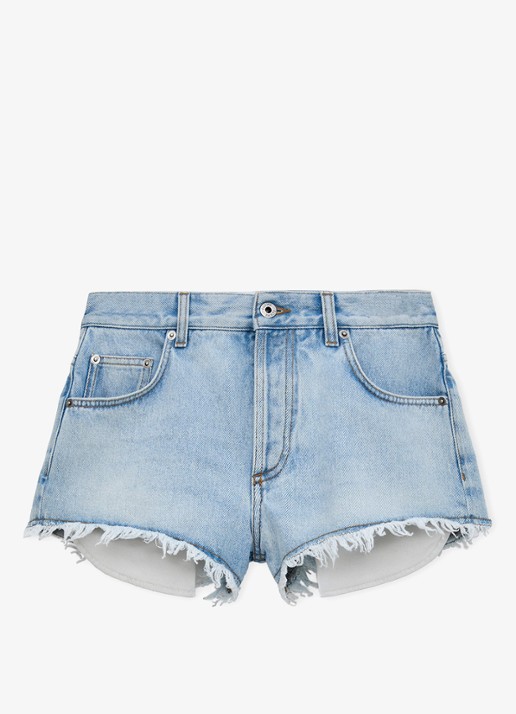 LOEWE Mid waist regular fit korte broek van denim met logoborduring - voorkant 3 indigo