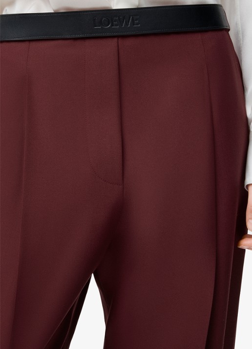 LOEWE Mid waist regular fit pantalon van wol - detail 5 bordeauxrood