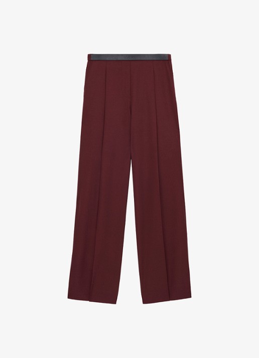 LOEWE Mid waist regular fit pantalon van wol - voorkant bordeauxrood