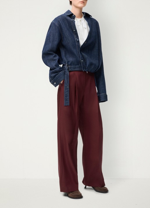 LOEWE Mid waist regular fit pantalon van wol - voorkant 2 bordeauxrood