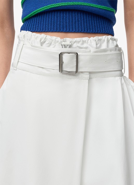 LOEWE Midi A-lijn rok met ceintuur en steekzakken - detail 4 wit