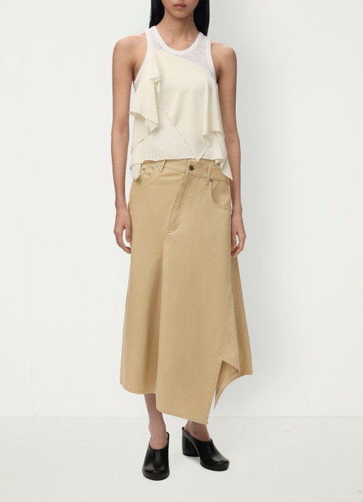LOEWE Midi rok met asymmetrisch detail - voorkant 4 beige