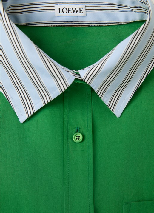 LOEWE Mini blousejurk met streepprint - detail 3 groen