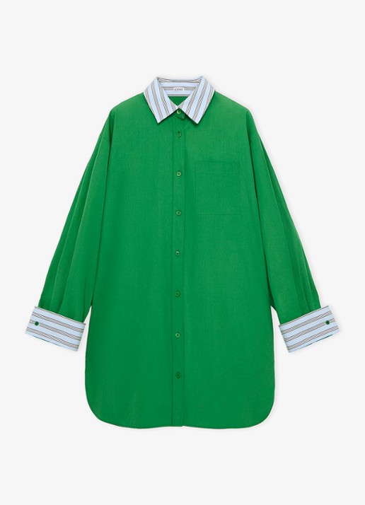 LOEWE Mini blousejurk met streepprint - voorkant 5 groen