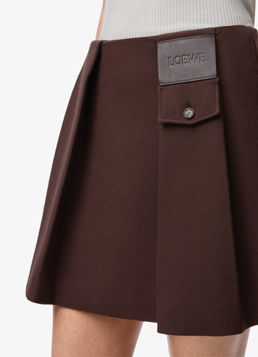 LOEWE Minirok in wolblend - detail 5 donkerbruin