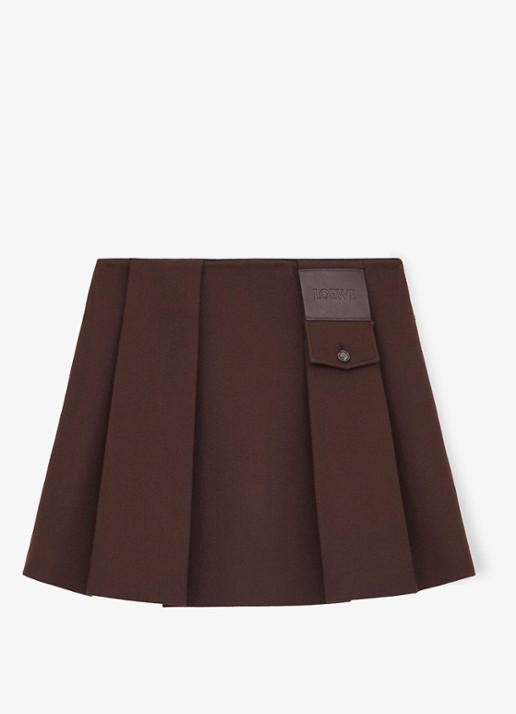 LOEWE Minirok in wolblend - voorkant donkerbruin