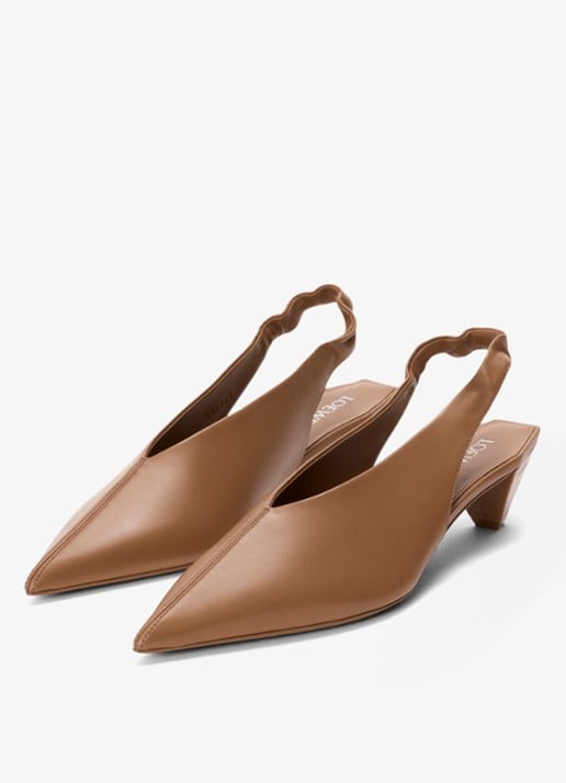 LOEWE Origami Cubic slingback van lamsleer - voorkant 4 bruin