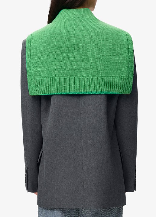 LOEWE Oversized double-breasted blazer van wol met uitneembare kraag - achterkant grijs