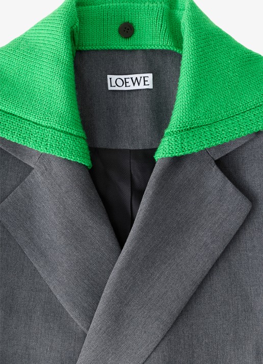 LOEWE Oversized double-breasted blazer van wol met uitneembare kraag - detail 5 grijs