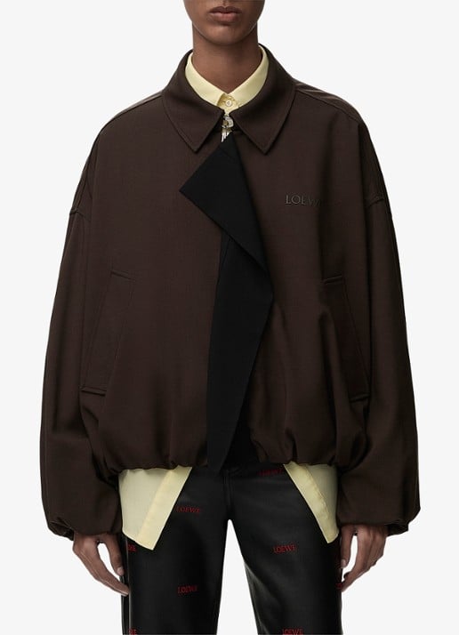 LOEWE Oversized jack in wolblend met steekzakken en logoborduring