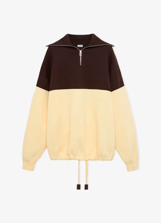 LOEWE Oversized schipperstrui met logo - voorkant 2 bruin