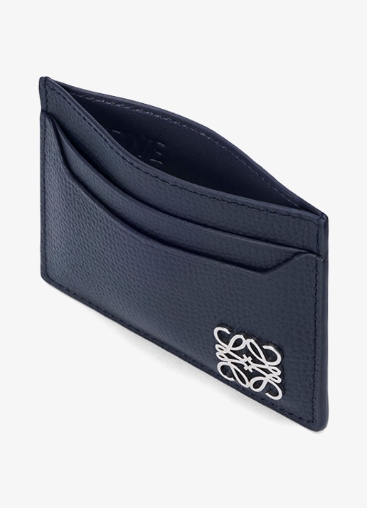 LOEWE Pasjeshouder van kalfsleer met logo - voorkant 2 donkerblauw