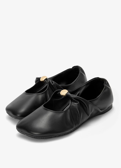 LOEWE Pebble Soft ballerina van lamsleer - detail 3 zwart