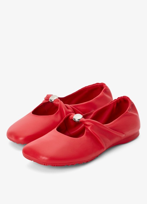 LOEWE Pebble Soft ballerina van lamsleer - detail 3 rood