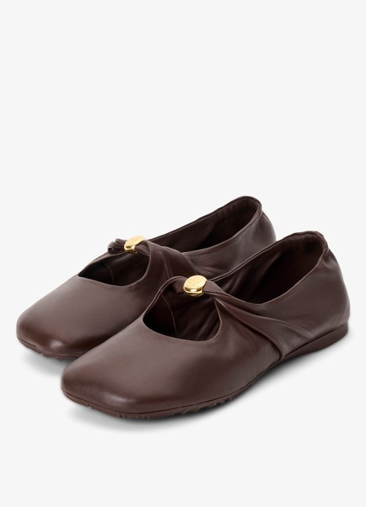 LOEWE Pebble Soft ballerina van lamsleer - detail 3 bruin