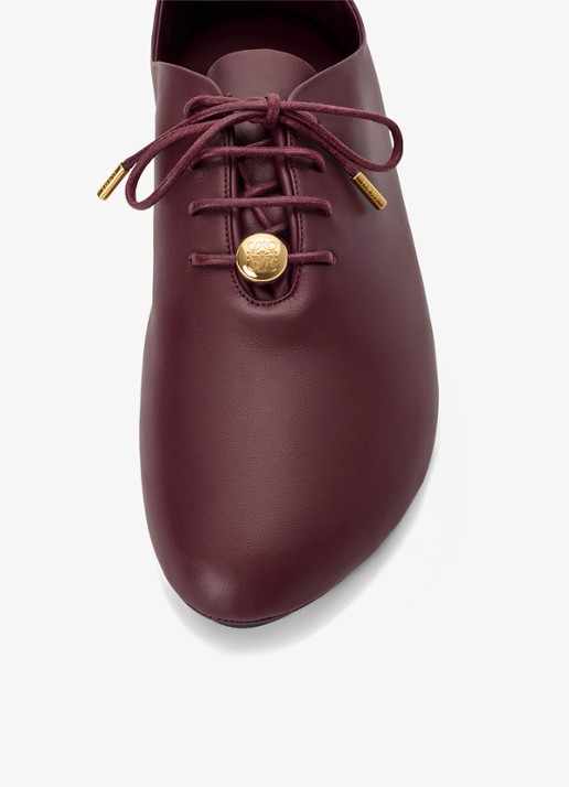 LOEWE Pebble Soft Lace-Up sneaker van kalfsleer - detail 2 donkerrood