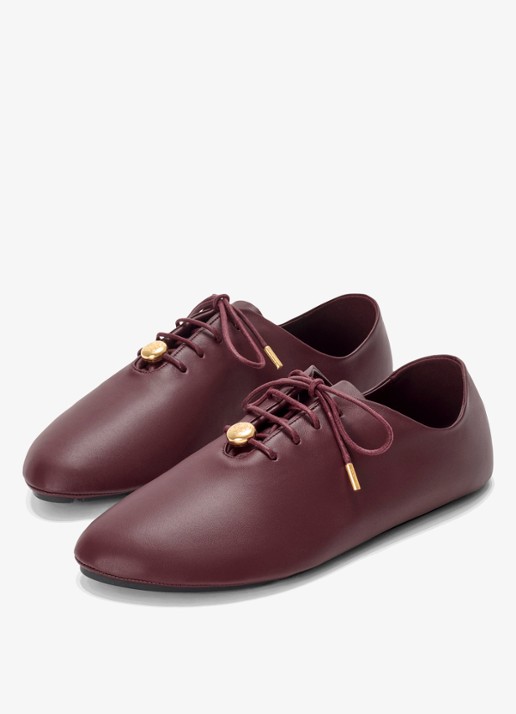 LOEWE Pebble Soft Lace-Up sneaker van kalfsleer - voorkant 4 donkerrood