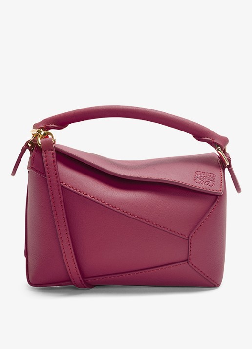 LOEWE Puzzle Edge Mini handtas van kalfsleer - voorkant 7 aubergine
