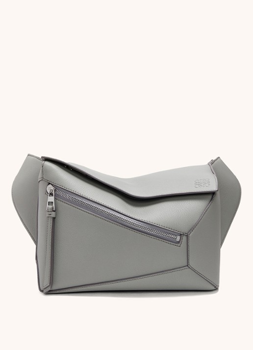 LOEWE Puzzle Edge Small crossbodytas van kalfsleer - voorkant 4 middengrijs