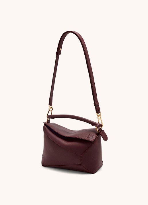 LOEWE Puzzle Edge Small handtas van kalfsleer - detail 3 bordeauxrood