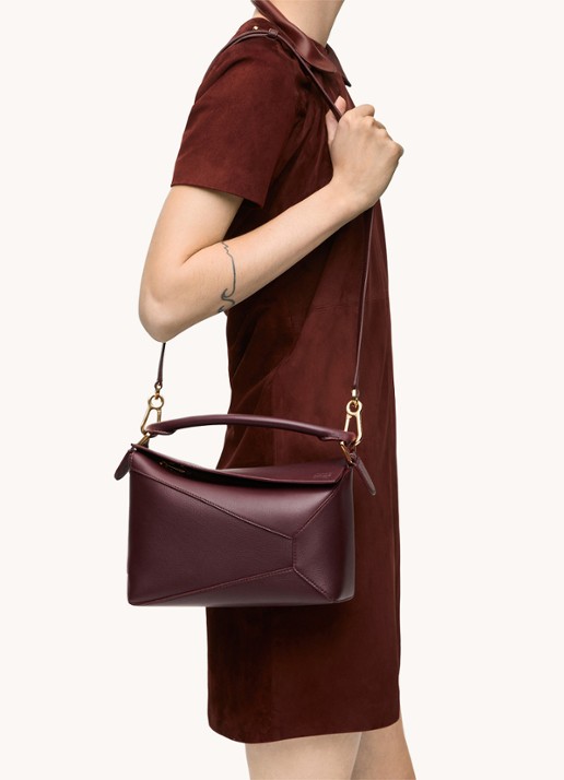 LOEWE Puzzle Edge Small handtas van kalfsleer - detail 5 bordeauxrood