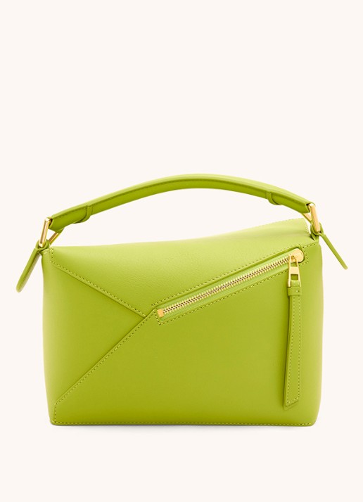 LOEWE Puzzle Edge Small handtas van kalfsleer - achterkant 6 lime