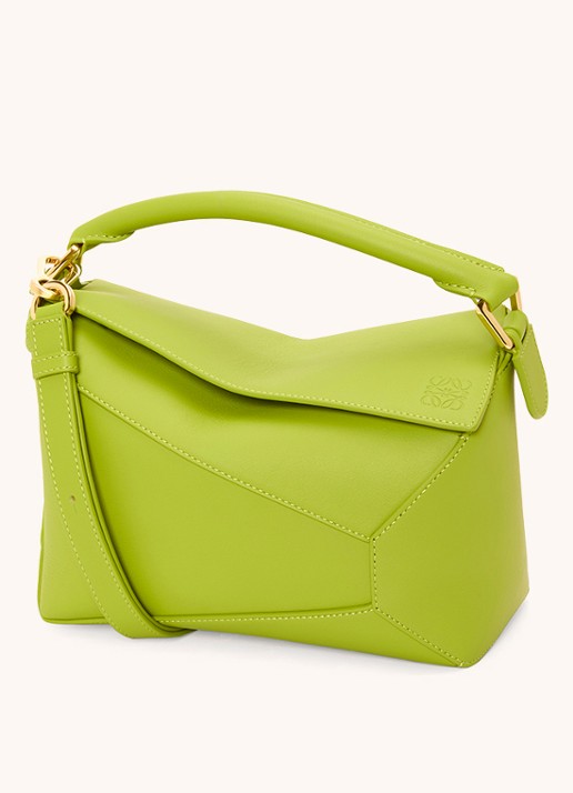 LOEWE Puzzle Edge Small handtas van kalfsleer - voorkant 7 lime