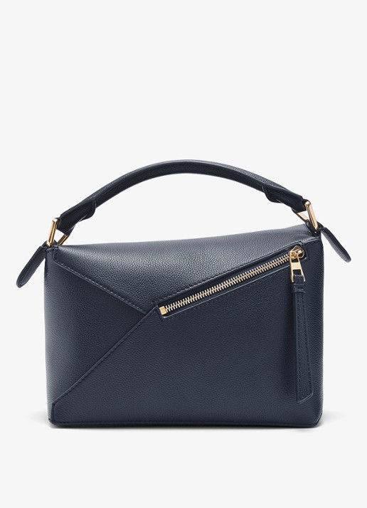 LOEWE Puzzle Edge Small handtas van kalfsleer - achterkant 3 donkerblauw