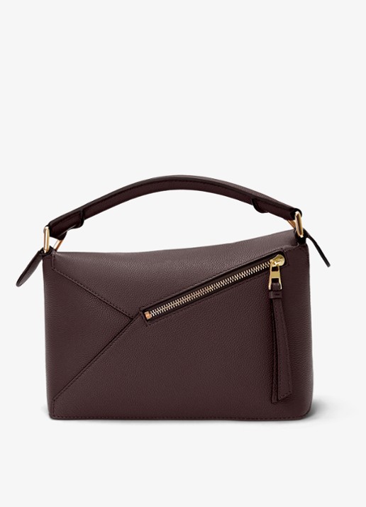 LOEWE Puzzle Edge Small handtas van kalfsleer - achterkant 8 donkerbruin