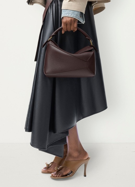 LOEWE Puzzle Edge Small handtas van kalfsleer - voorkant 7 donkerbruin