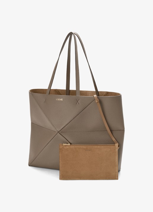LOEWE Puzzle Fold Horizontal Large shopper van kalfsleer - detail 7 taupe