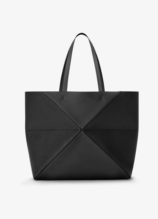 LOEWE Puzzle Fold Horizontal Large shopper van kalfsleer - achterkant 7 zwart