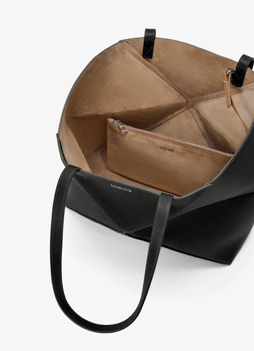LOEWE Puzzle Fold Horizontal Medium shopper van kalfsleer - detail 3 zwart