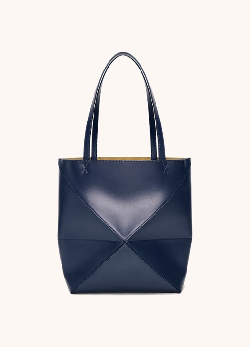 LOEWE Puzzle Fold Medium shopper van kalfsleer - achterkant 8 donkerblauw