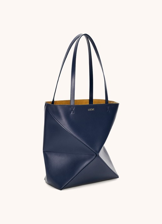 LOEWE Puzzle Fold Medium shopper van kalfsleer - detail 3 donkerblauw