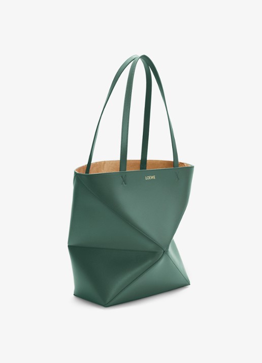LOEWE Puzzle Fold Medium shopper van kalfsleer - voorkant 8 donkergroen
