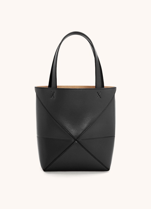 LOEWE Puzzle Fold Mini shopper van kalfsleer - detail 3 zwart