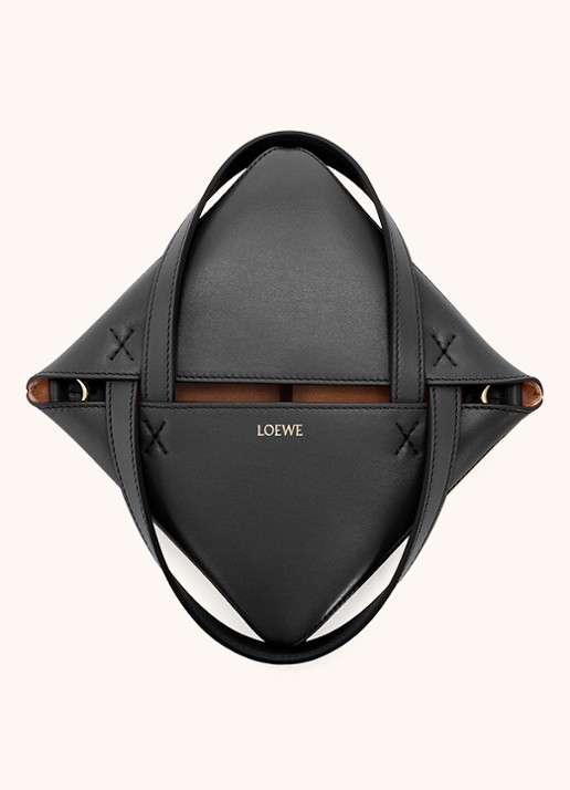 LOEWE Puzzle Fold Mini shopper van kalfsleer - detail 5 zwart