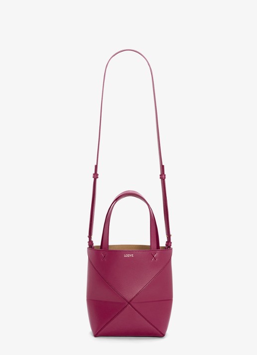 LOEWE Puzzle Fold Mini shopper van kalfsleer - detail 4 bordeauxrood