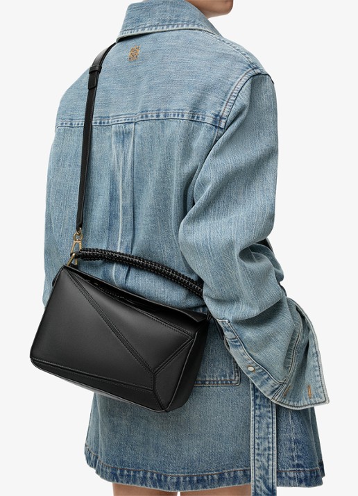 LOEWE Puzzle Small handtas van kalfsleer - detail 7 zwart