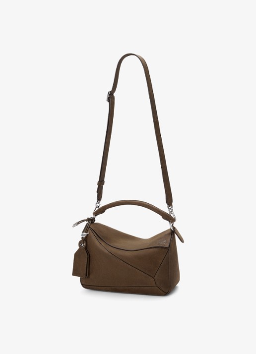LOEWE Puzzle Small handtas van nubuck - detail 3 bruin
