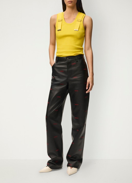 LOEWE Ribgebreide tanktop met logo - voorkant 6 geel